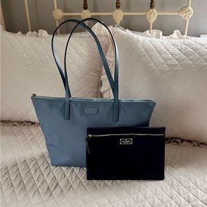 Kate Spade HAYDEN Nylon Tote Top Zip + Matching Pouch Great Preowned Condition!